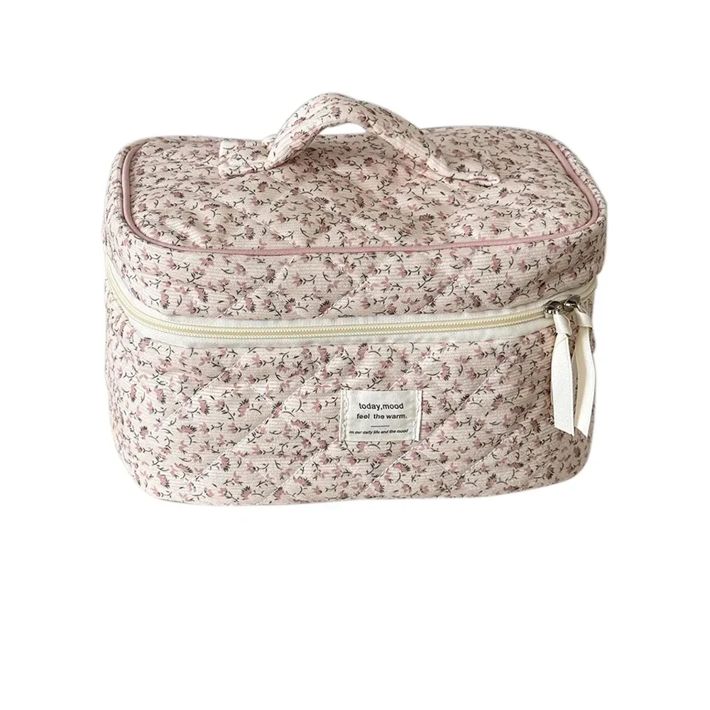 organisateur cosmétique esthétique en velours côtelé doux, pochette de soins de la peau à fermeture éclair de grande capacité, trousse de toilette pour cosmétiques