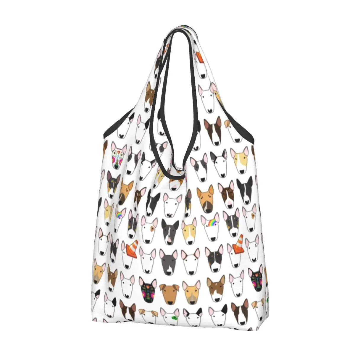 sacs fourre-tout à imprimé multi-taureaux, sacs à provisions portables, amoureux des chiens initiés, sac à main bull terrier, mode