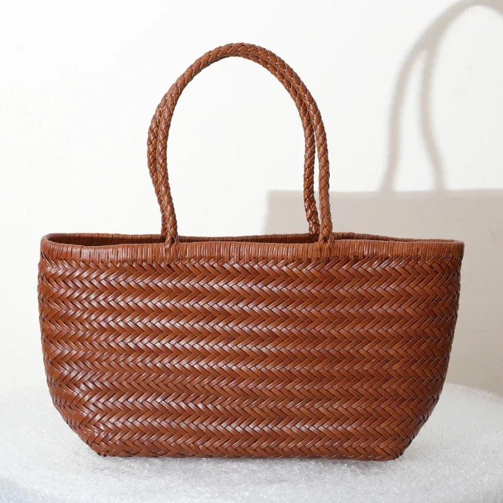 sac à main en cuir véritable pour femmes, grand sac fourre-tout vintage, sac à bandoulière décontracté, sac de shopping en cuir de vache tissé, sac bandoulière pour femmes
