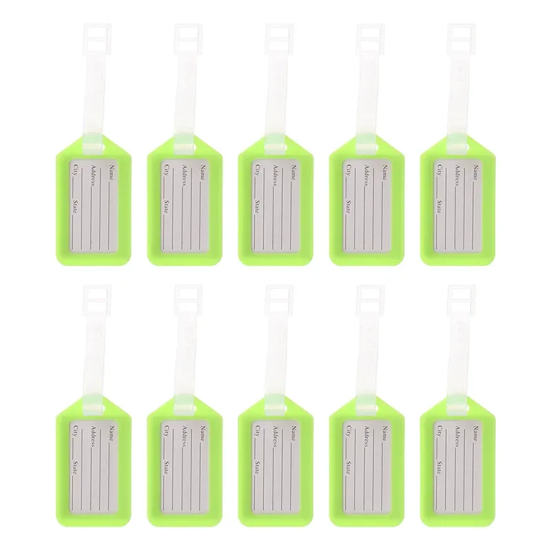 étiquettes de bagage en plastique pour hommes et femmes, étiquette de bagage, porte-nom, adresse d'identification de valise, accessoire de voyage, expédition d'embarquement, 10 pièces