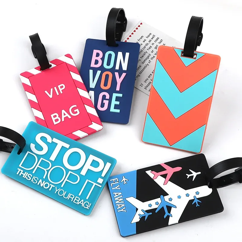 étiquette de bagage en pvc avec animaux de dessin animé, 1 pièce, pour femmes et hommes, accessoires de voyage de vacances, étiquettes de valise, nom, identification, adresse, étiquettes de bagage de voyage