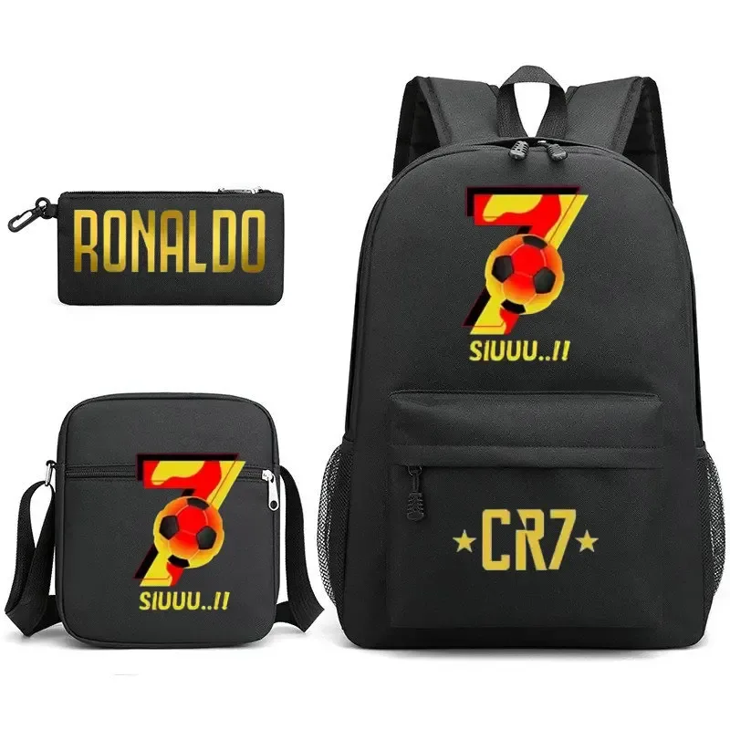 sacs d'école de cosplay football cr7, sac à dos pour ordinateur portable, pour adolescents garçons et filles, 3 pièces/ensemble