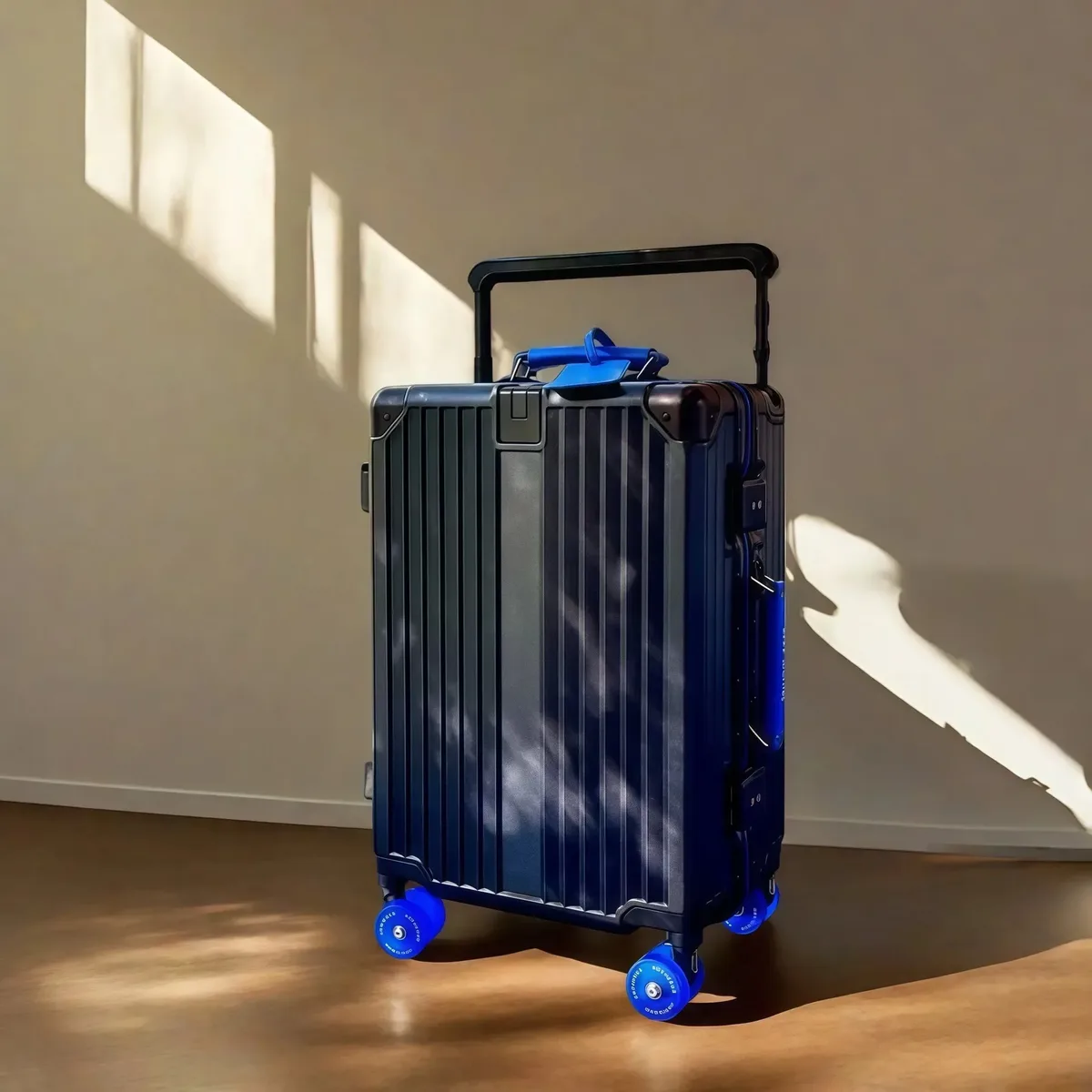 valise de chariot d'équilibre de voyage à guidon large avec roues silencieuses colorées serrure tsa bagage roulant matériau pc de grande capacité