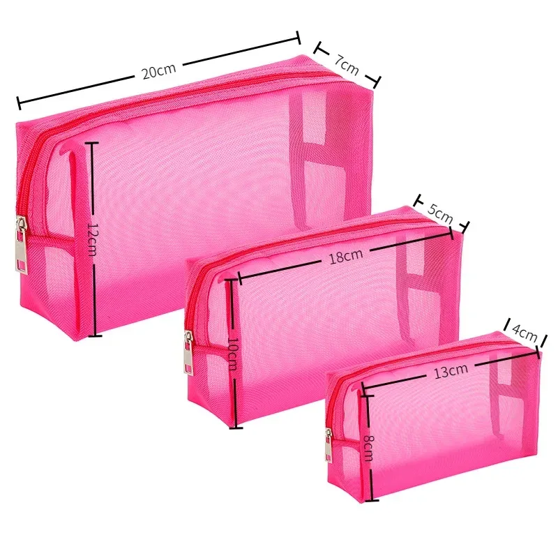 sacs à cosmétiques transparents en maille, 1 pièce, petit grand sac de maquillage noir, étui de rangement de toilette de voyage portable, pochette de rangement de rouge à lèvres