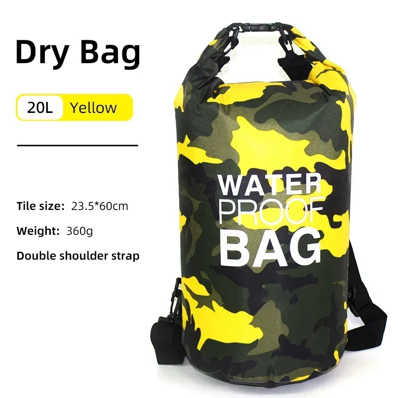 organisateur voyage sac étanche pvc transparent motif bleu poignée noire sangle ajustable trekking kayak rafting canotage