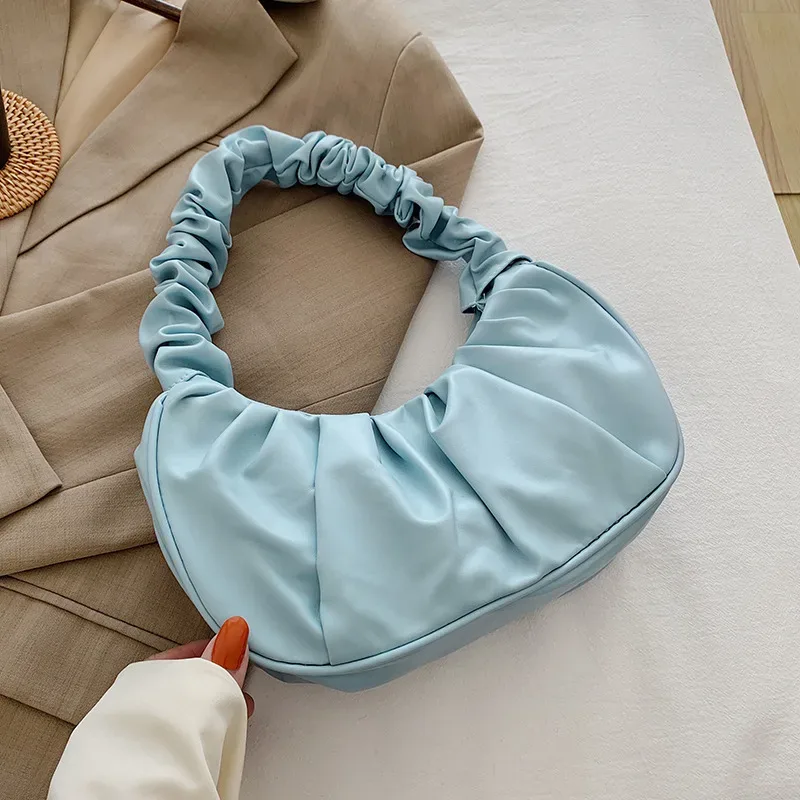 sacs à main plissés pour femmes, sacs nuage en pu, sac à aisselles de loisirs, sacs à bandoulière de shopping, sac à main boulette, sacs à main féminins