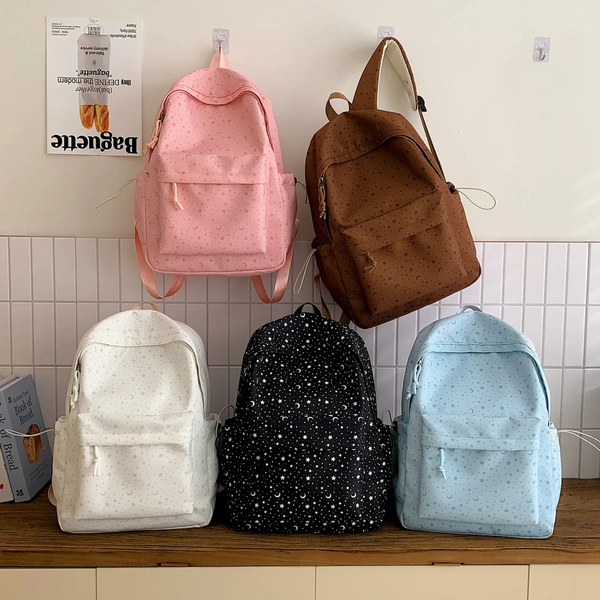 sacs à dos grande capacité oxford stars moon 2026 nouveaux sacs polyvalents simples pour les trajets quotidiens sacs à dos tendance pour étudiants mochila