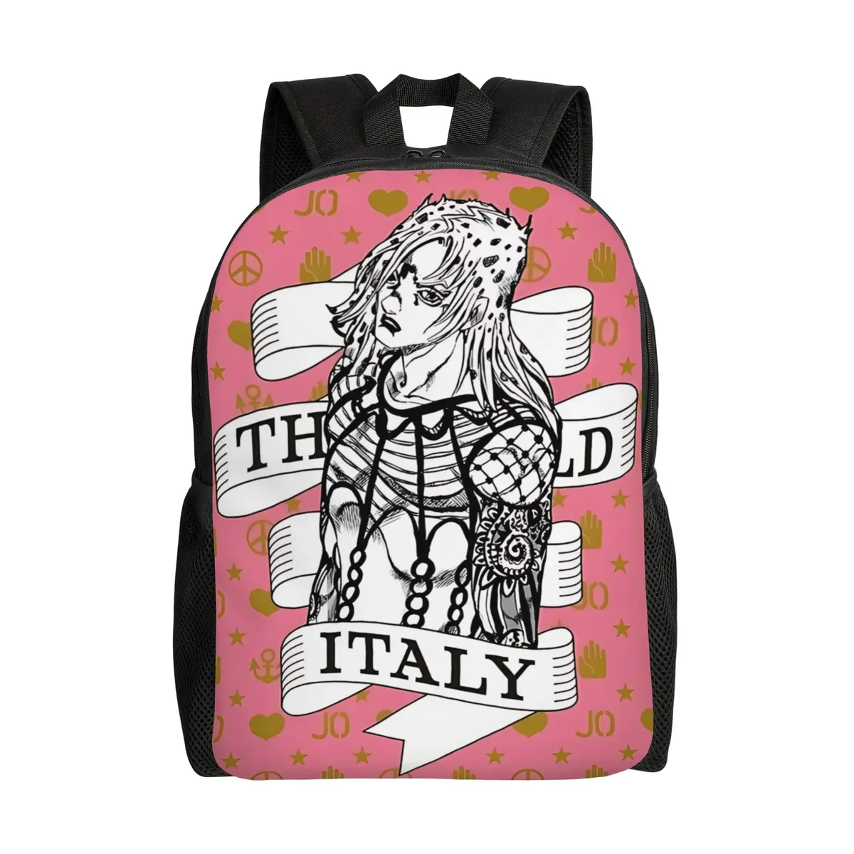 sac à dos jojo's bizarre adventure world, sac ita, sac à dos décontracté pour le camping avec fermeture éclair, motif anime jojo