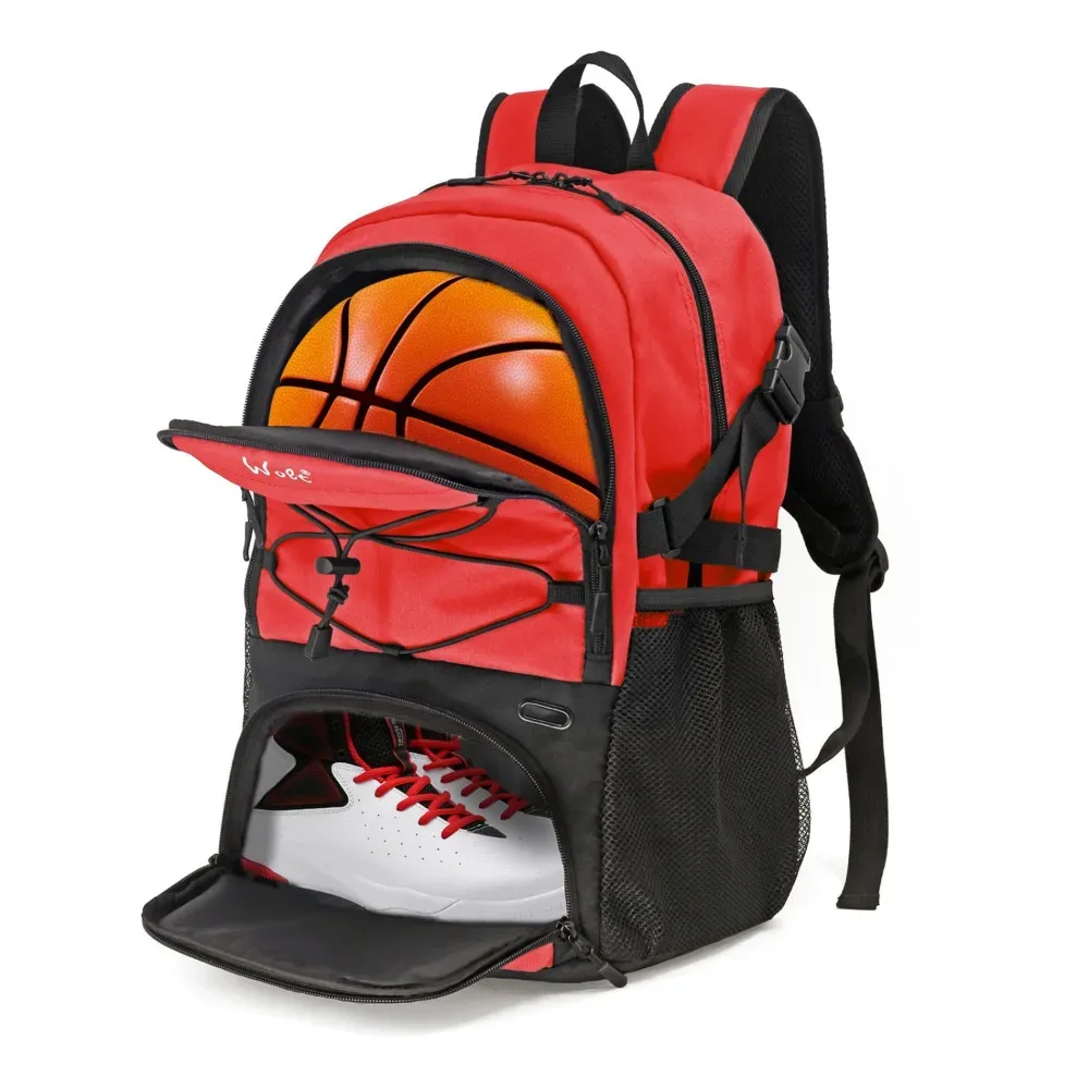 sac à dos de basket-ball de grande capacité, compartiment pour chaussures, porte-balle séparé, sac à dos de ballon de football, sac de sport respirant et étanche