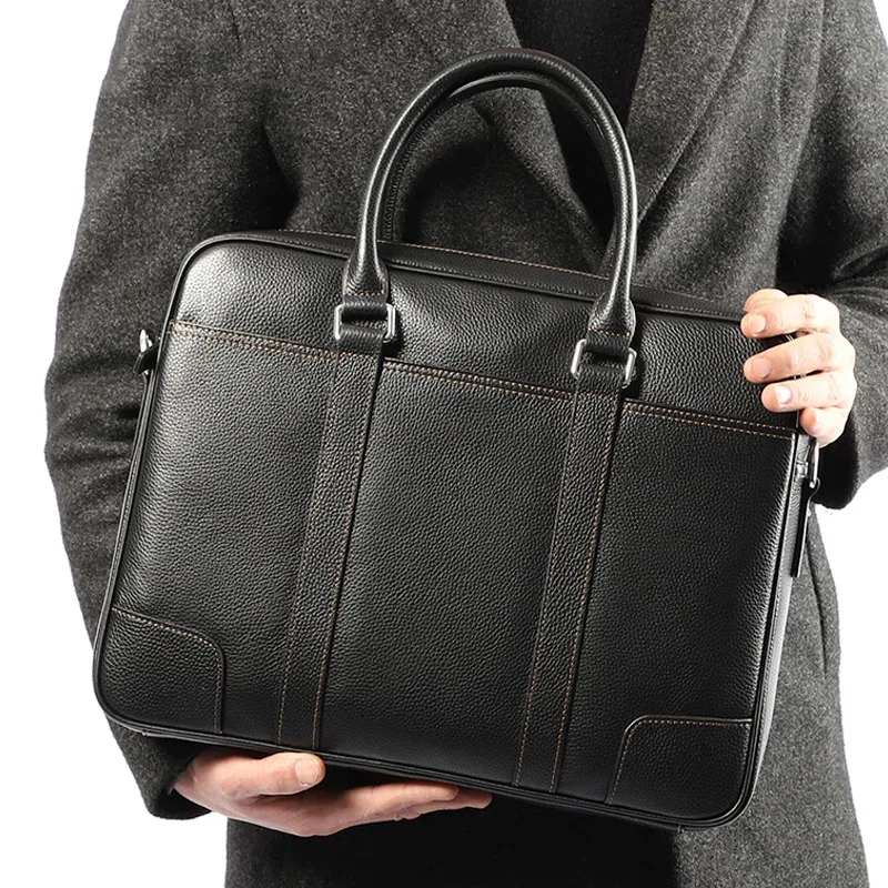 célèbre marque homme porte-documents en cuir véritable hommes sac mode mâle épaule pochette d'ordinateur sac à main affaires en cuir de vache hommes porte-documents