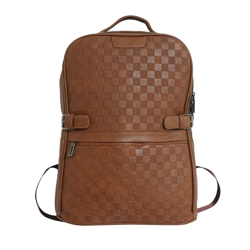 sac à dos de luxe à carreaux 3d pour hommes, sac de voyage de grande capacité pour ordinateur portable de 15 pouces, sacs à dos d'affaires à la mode unisexe