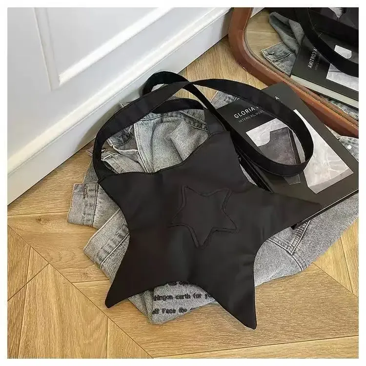 sac fourre-tout en forme d'étoile y2k pour femmes, sac à bandoulière décontracté en polyester doux, sac à main esthétique streetwear harajuku, multi-usage