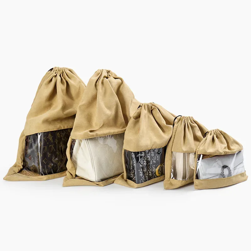 s/m/l transparent voyage emballage cube sac sac à poussière sacs à cordon organisateur sac à poussière voyage chaussures sacs de rangement organisateur de voyage