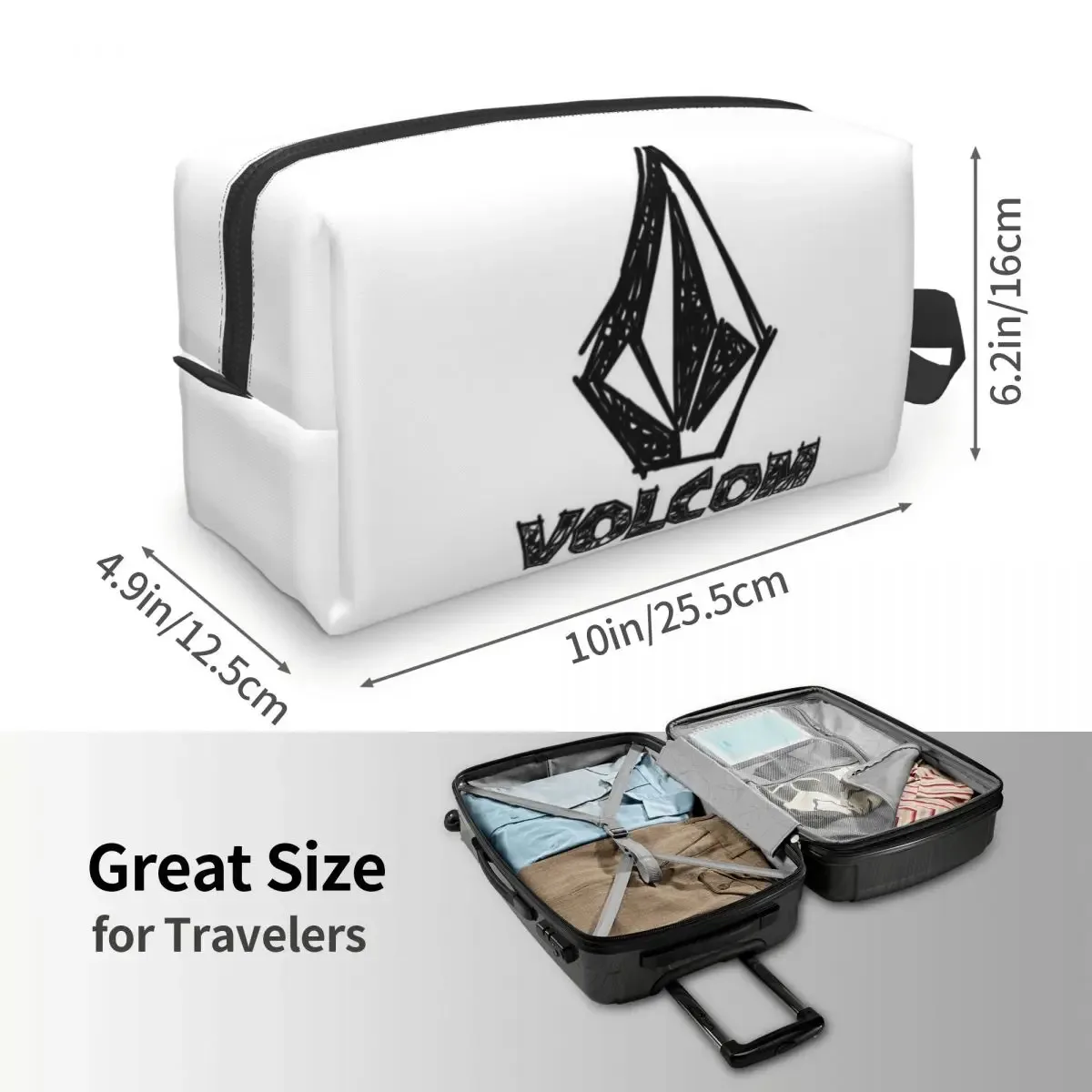 v-volcom – trousse de maquillage avec logo, organisateur de cosmétiques, trousse de toilette, trousse à cosmétiques pour femmes, trousse de voyage pour la beauté, trousse à crayons