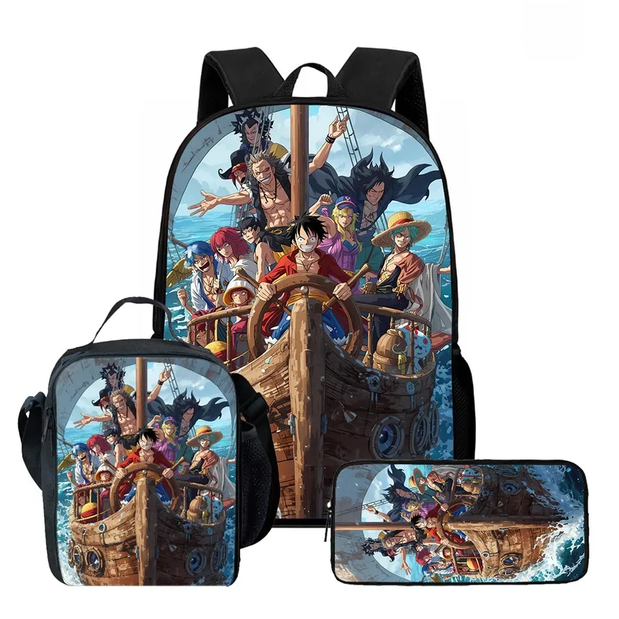 sac dos polyester dessin animé noir motifs personnages animés format 20 35 litres poche ouvrante sangles ajustables usage scolaire voyage