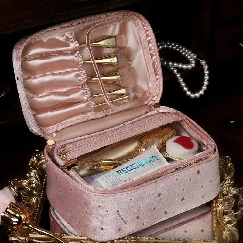 sac de maquillage portable pour femmes, organiseur de cosmétiques de grande capacité, sac de rangement pour produits de soin de la peau, trousse de toilette pour les voyages et les déplacements professionnels