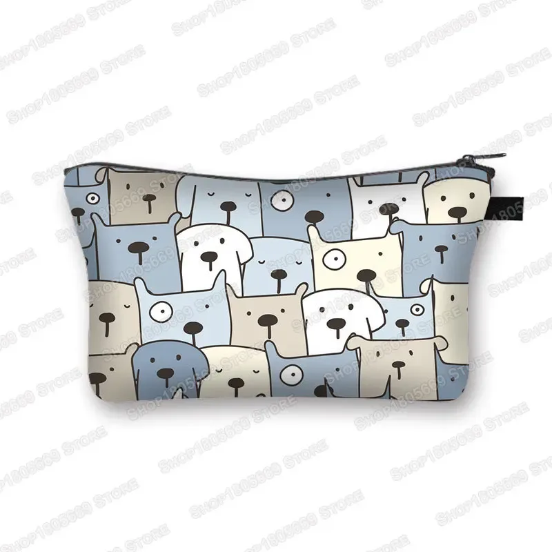 kawaii dessin animé chat chien trousse à cosmétiques mignon chaton chiot sacs de maquillage femmes sacs de toilette pochette rouge à lèvres pochette fille sac à cosmétiques