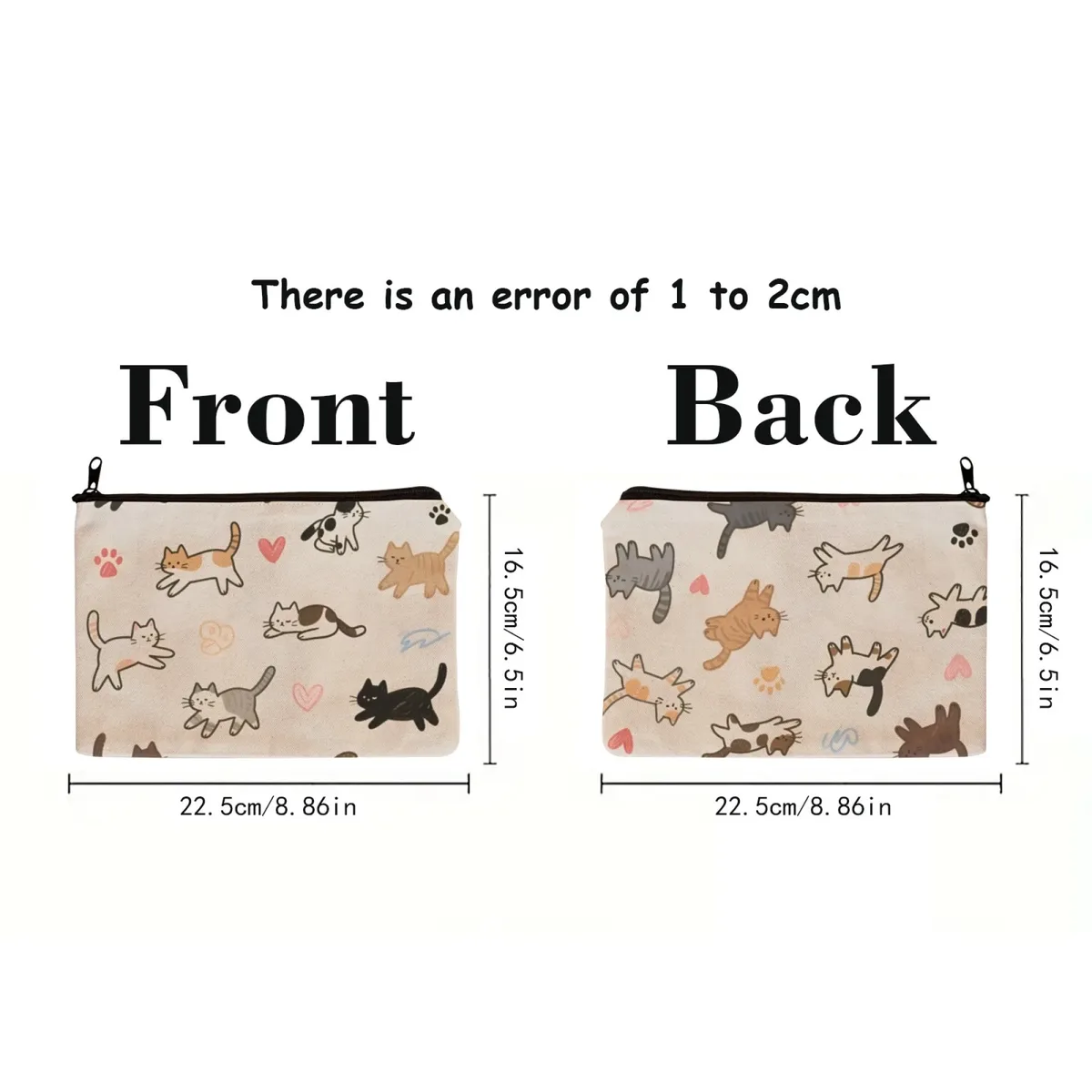 pochette cosmétique ludique en forme de chat de dessin animé, organisateur léger à fermeture éclair, prêt pour les voyages pour les enfants et les parents, vacances aiguisées et utilisation scolaire