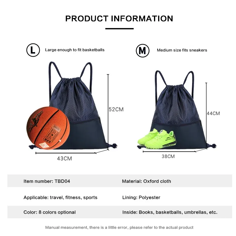 sac de rangement de basket-ball personnalisé avec logo imprimé sr, sac de football avec cordon de serrage, sports de course