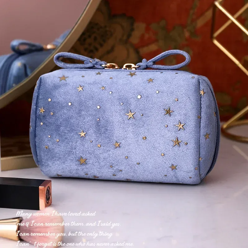 fille velours maquillage sac organisateur doux fille rouge à lèvres sac de rangement femmes toilette beauté maquillage étui pochette portable sac cosmétique