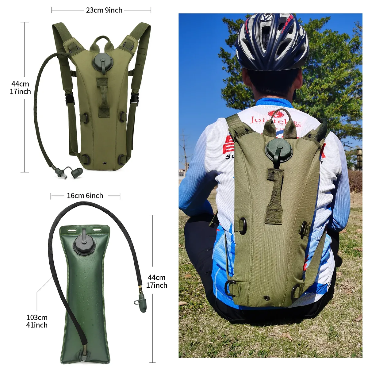 dulwater-sac à dos d'hydratation camel de classe militaire, avec vessie étanche de 3l, pour la course, le jogging et le cyclisme