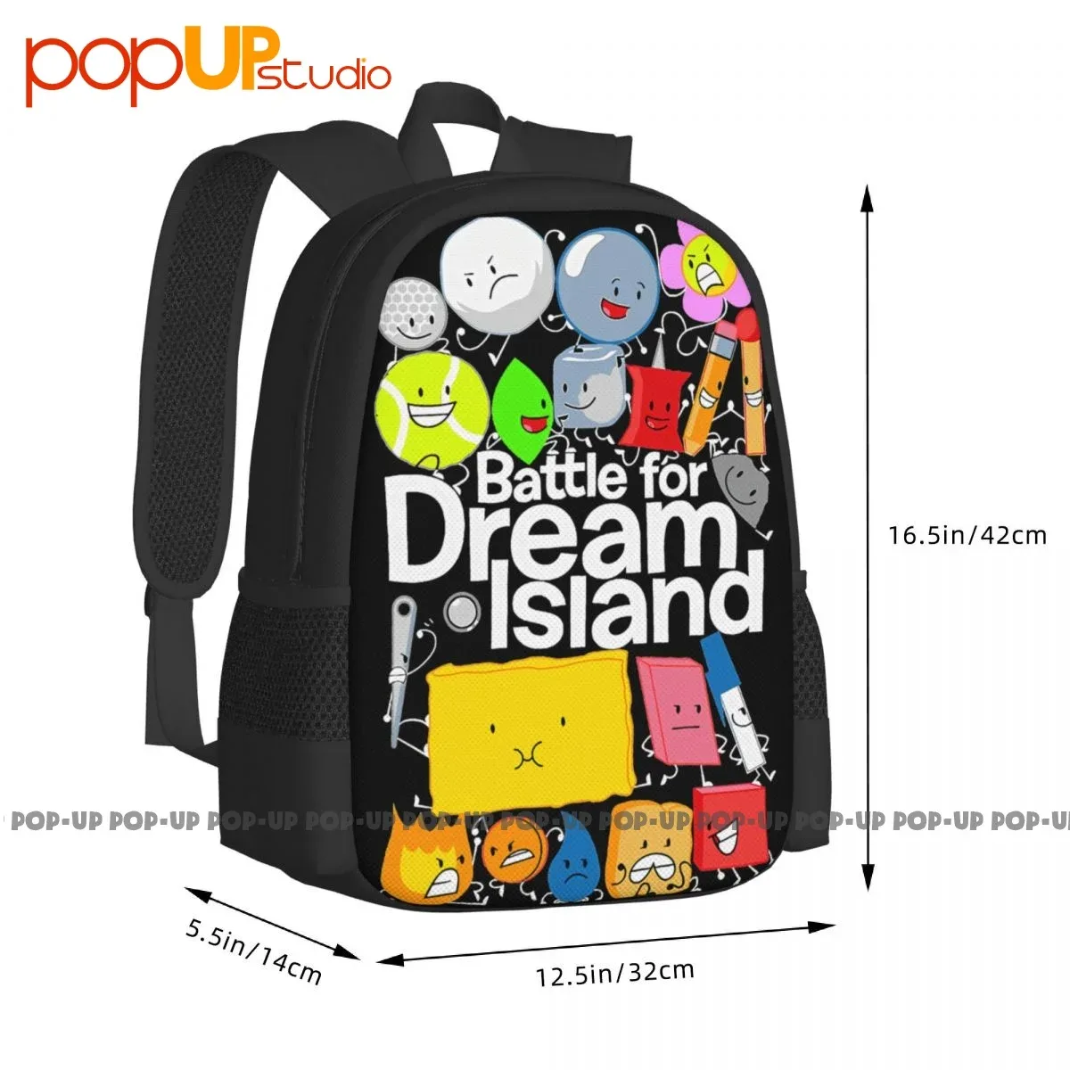 sac dos polyester imprimé dessins animés battle for dream island poignée souple bandoulière régulable grande capacité usage voyage école alpinisme tourisme
