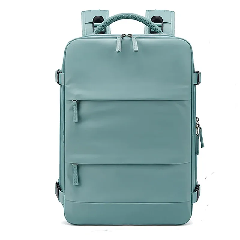 sac dos nylon vert pastel gris compartiment ordinateur poches latérales usage voyage école affaires courtes distances