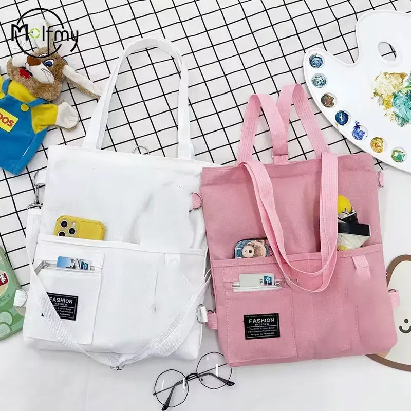 sac à main à bandoulière en toile pour femmes, sac fourre-tout pour le travail, shopper féminin, mode simple, qualité, designer coréen lancé, haut à dos
