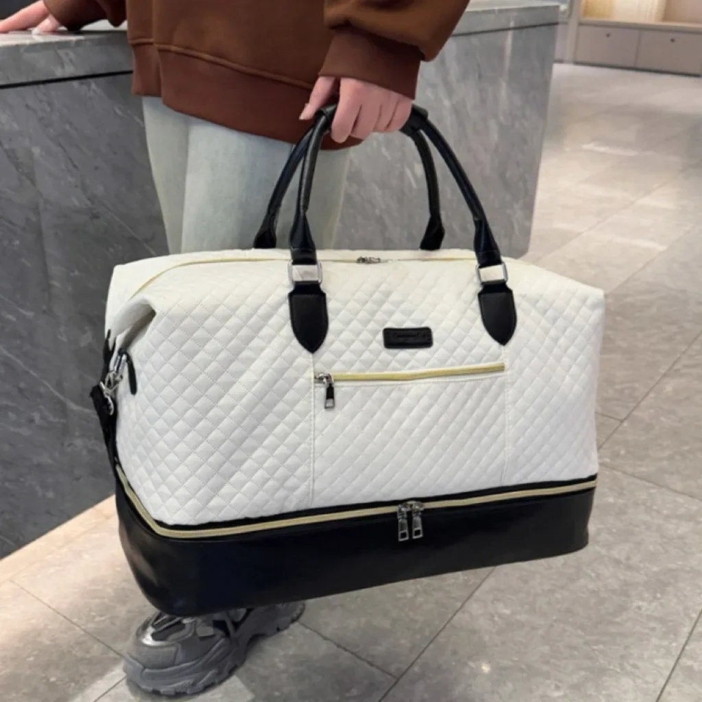 ensemble de 2 sacs de voyage avec compartiment à chaussures, sac de week-end imperméable et trousse de toilette, sac de voyage pour la nuit, idéal pour la gym, les affaires ou l'hôpital