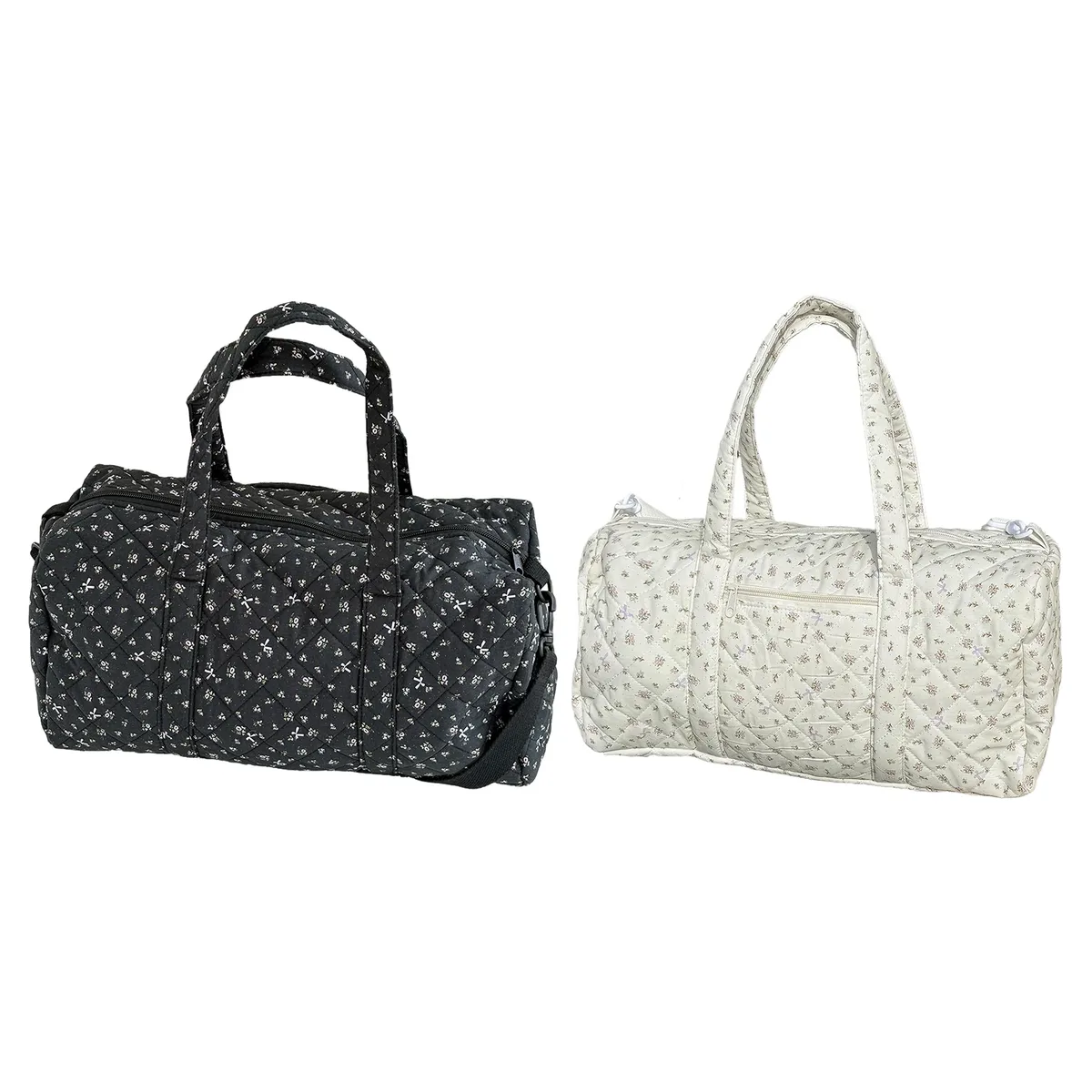 sac de voyage matelassé en coton avec fermeture éclair, sac de sport imprimé floral, sac de nuit pour femmes, voyage de week-end, shopping