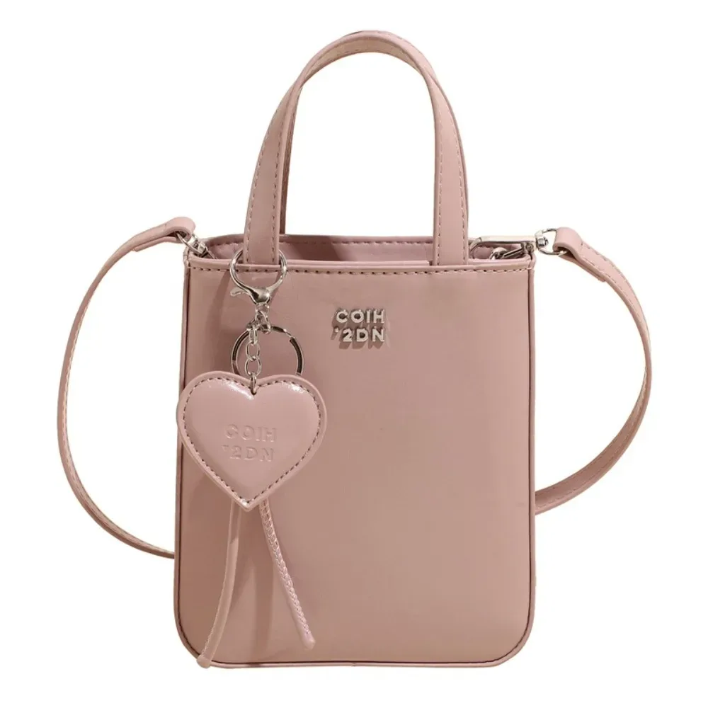sac à bandoulière en cuir pu pour femmes, petit sac carré chic et polyvalent avec pendentif porte-clés d'amour, sacs à bandoulière de haute qualité