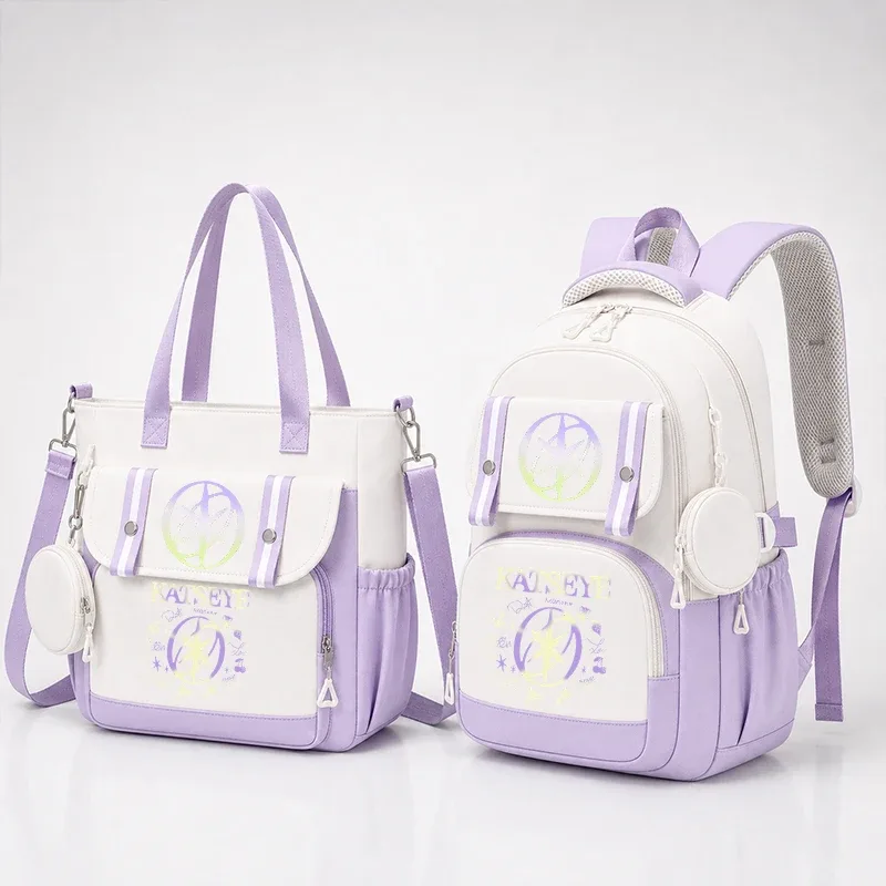 sac dos nylon violet noir motifs floraux géométriques accessoires stylos intérieur informatique voyage femme