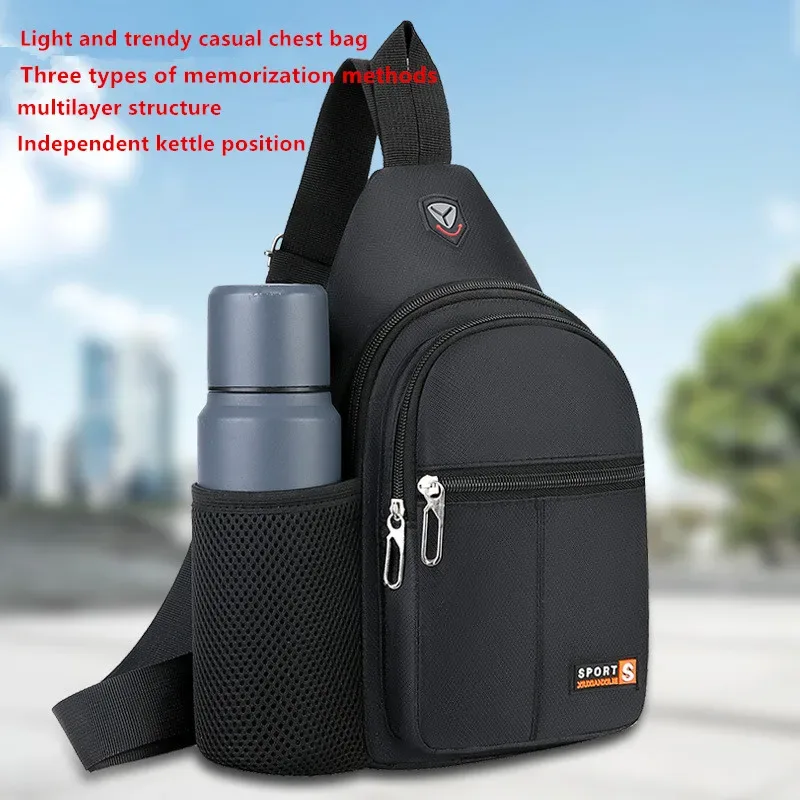 nouveau sac bandoulière imperméable, sac de poitrine tendance, sac multifonctionnel décontracté à une épaule avec porte-gobelet, sac à dos pour homme pour le voyage
