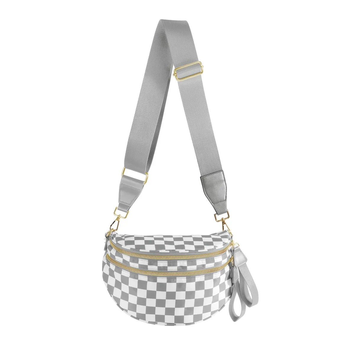 doyogi noir et blanc à carreaux spacieux bum sac sacs à bandoulière pour femmes en nylon essentiels de voyage sac de maman sac à couches pour maman