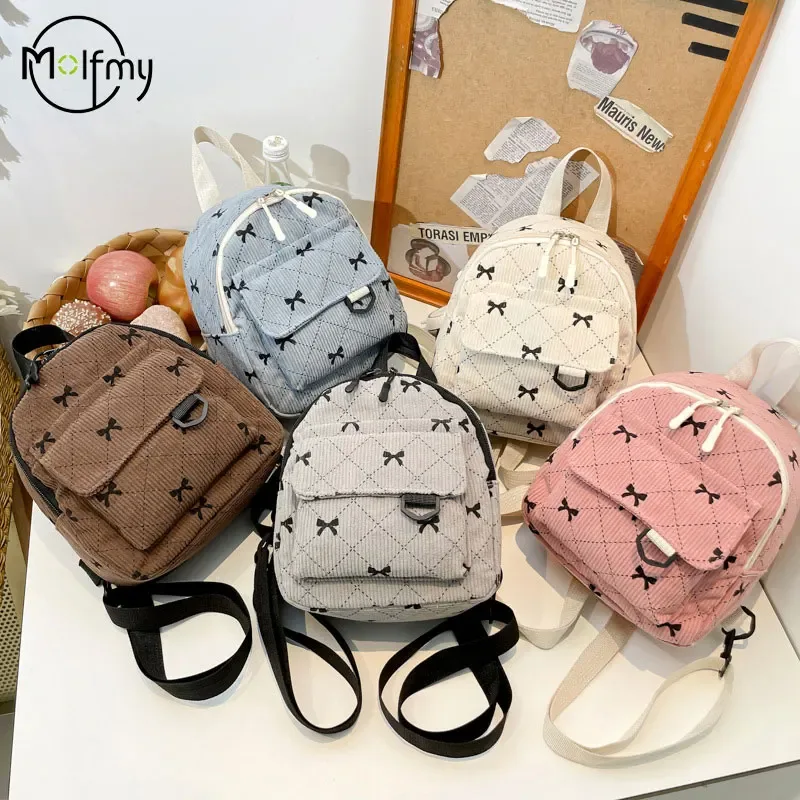Sac à dos d'hiver pour femmes, sac à deux épaules de célébrité coréenne, imprimé nœud papillon, sac à dos de mode pour adolescentes, sac à dos Kawaii pour Shopping