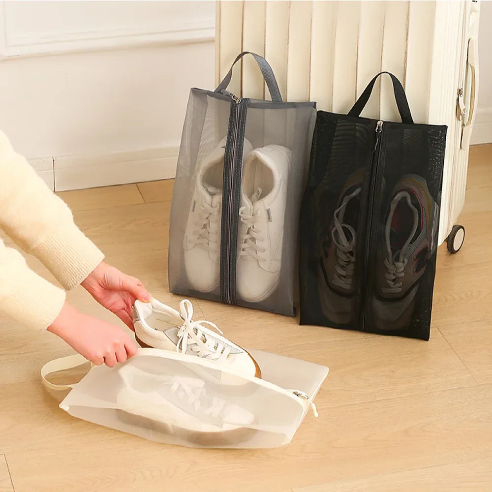 sac à chaussures en nylon respirant avec poignée, sac de rangement portable et respirant pour chaussures, sac de rangement pour maquillage et linge sale