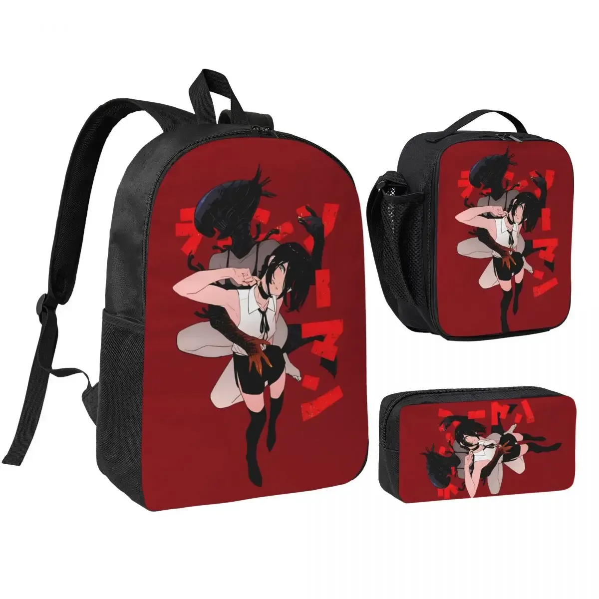 sac dos polyester noir motif graphique format rectangulaire bandoulière grande capacité voyage école université travailler transport documents ordinateur portable luncheon sac crayons