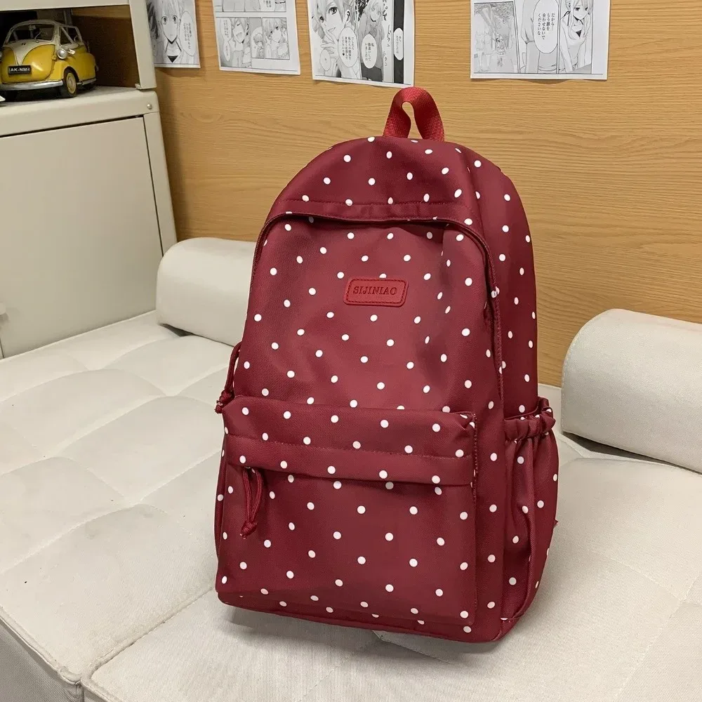 sac à dos à pois de style urbain, double épaule, grande capacité, mignon, imperméable, léger, pour étudiants et voyages.
