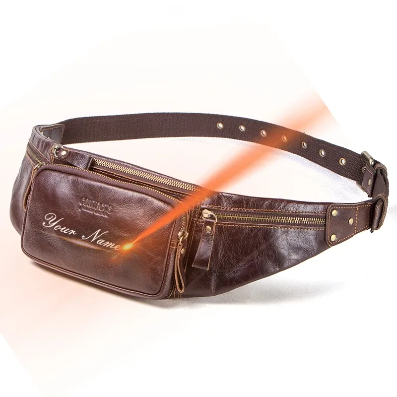 fissuract's-sac banane en cuir véritable pour hommes, sacs de ceinture, sacs de voyage, sacs à main de qualité masculine, sac à bandoulière, poudre de téléphone