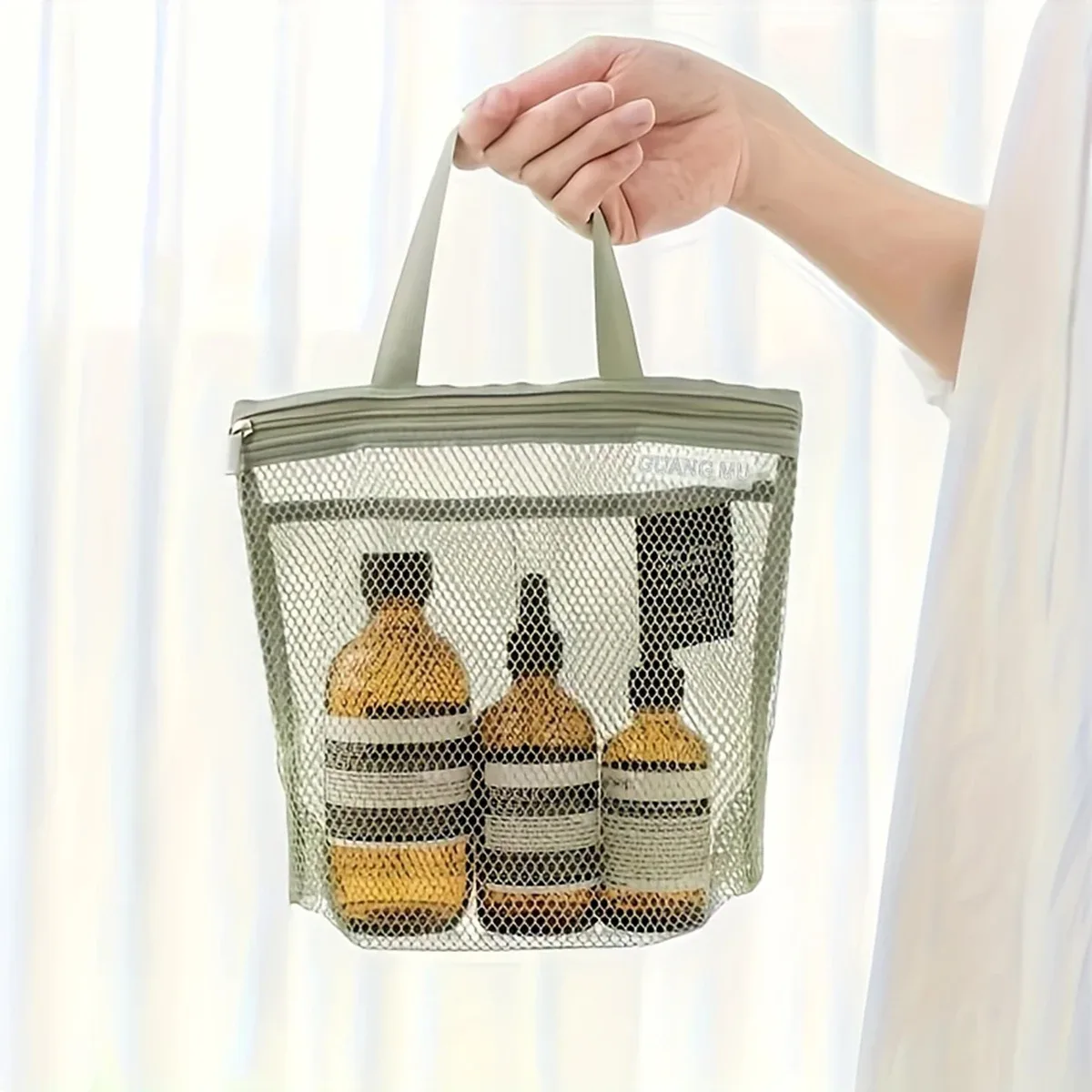 sac de maquillage en maille portable, imperméable, sac de toilette de voyage, respirant, séchage rapide, pochette organisatrice de cosmétiques pour salle de bain et salle de sport