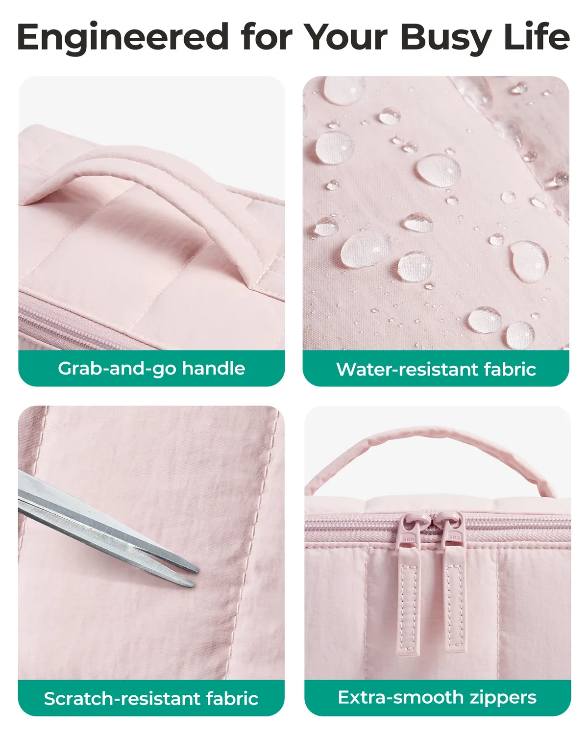 bagsmart trousse de maquillage de voyage matelassée pour femme, ouverture plate, résistante à l'eau, marron, trousse de toilette portable, organiseur de maquillage rembourré