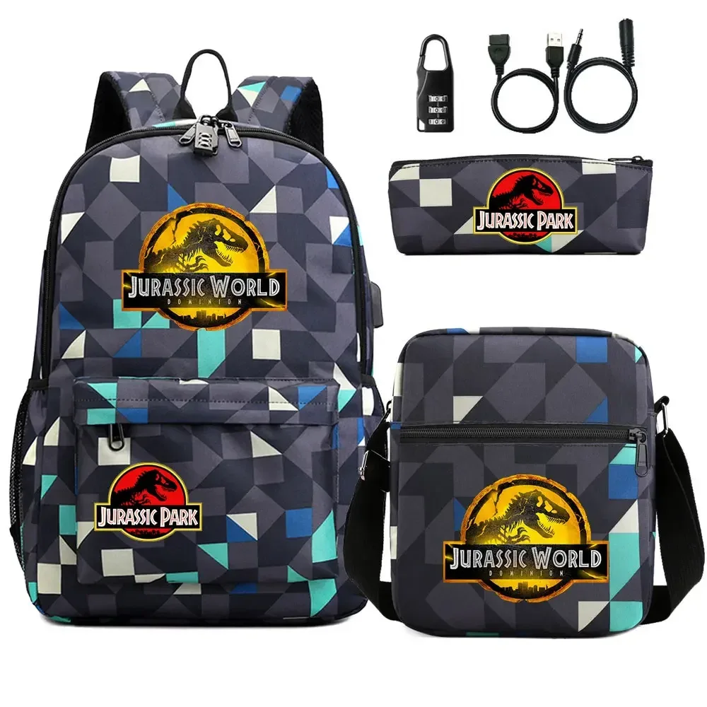 sac dos tissu oxford unisexe noir logo jurassic world bandoulière arquée compartiment intérieur style dessin animé usage voyage