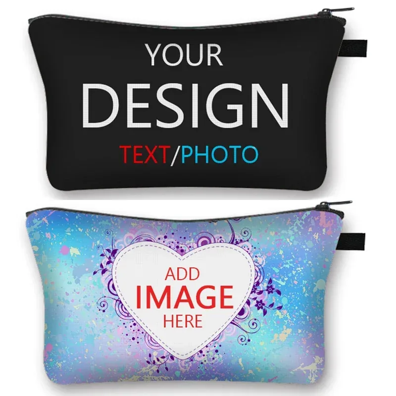 étui à cosmétiques personnalisé avec logo photo pour femme, poudres de maquillage avec texte personnalisé, nom et image, sacs de beauté pour serviette, sac de rangement pour rouge à lèvres, cadeau