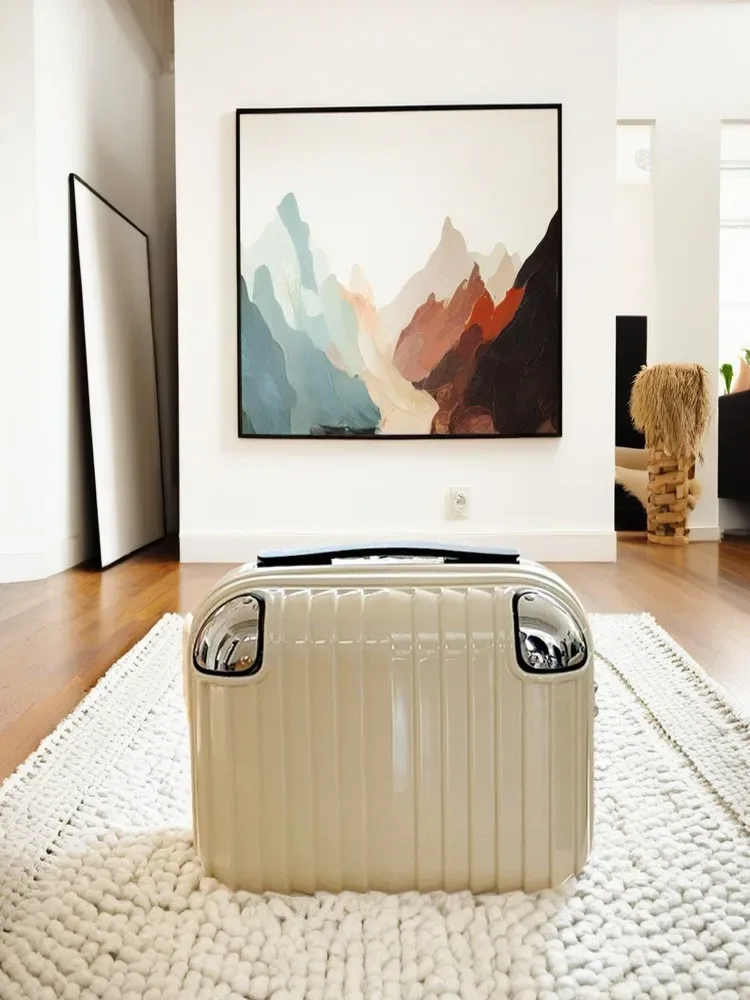 bagage à main léger de 14 pouces pour femmes, petite valise de cabine avec large poignée télescopique et organisateur de cosmétiques
