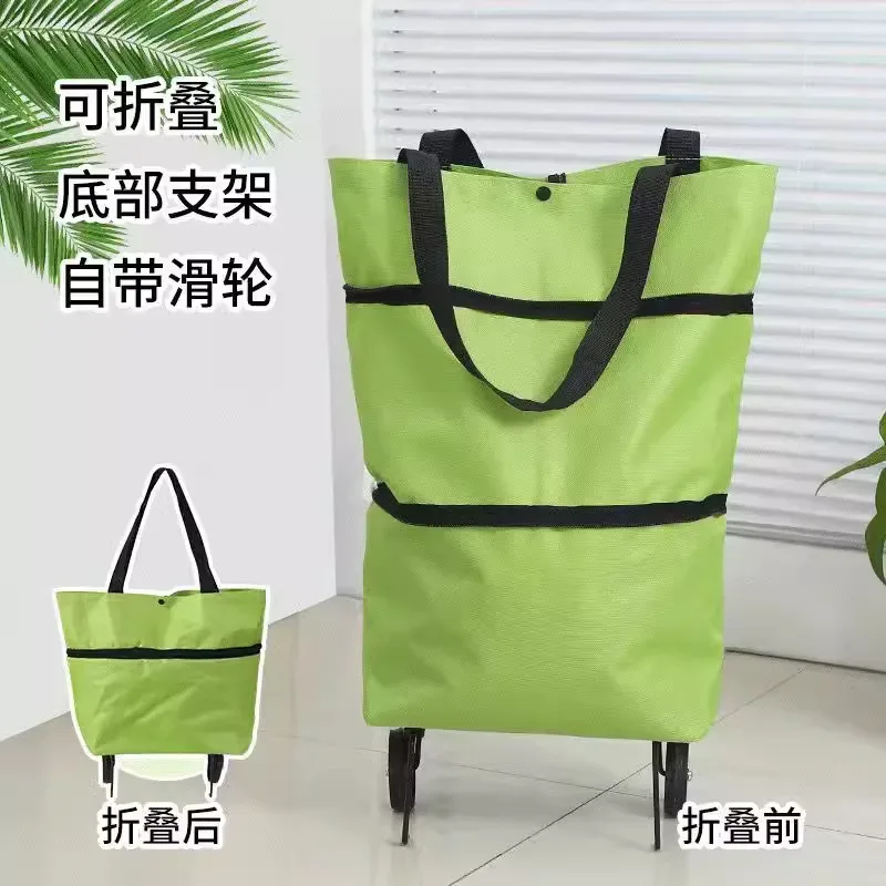 sac de courses pliable à roulettes avec logo personnalisé, grande capacité, sac fourre-tout à roulettes pour femmes, pour la maison, le supermarché et les courses.