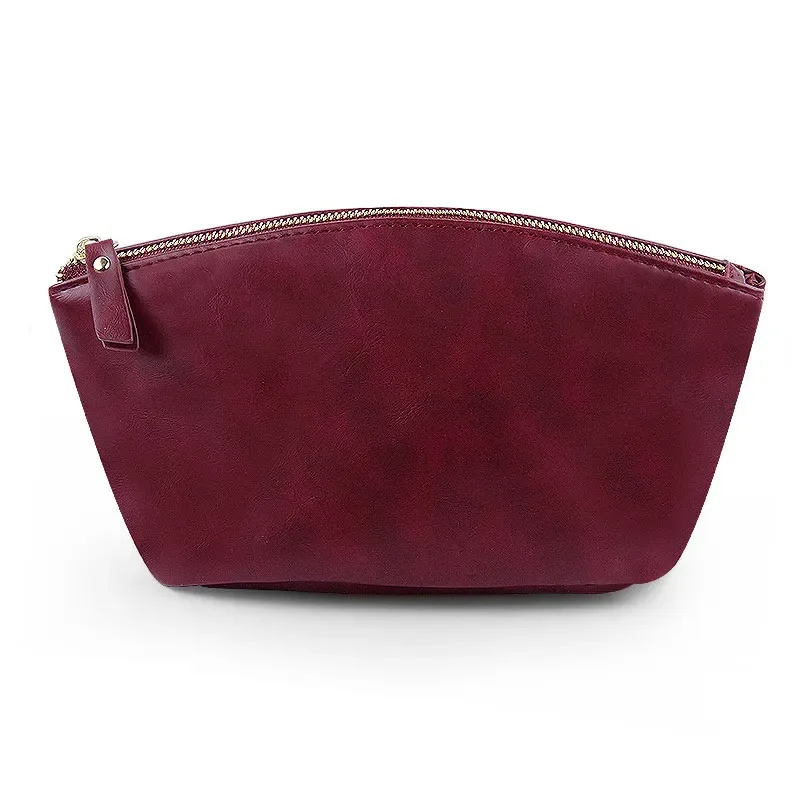 pochette à cosmétiques personnalisée, nouvelle trousse de maquillage, style rétro britannique, en cuir crazy horse, fermeture éclair, portable