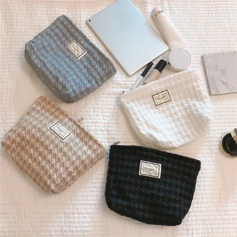 trousse de maquillage florale en toile pour femme, grands sacs à cosmétiques, poudres, grande capacité, sacs de rangement de voyage, pochette simple pour femme