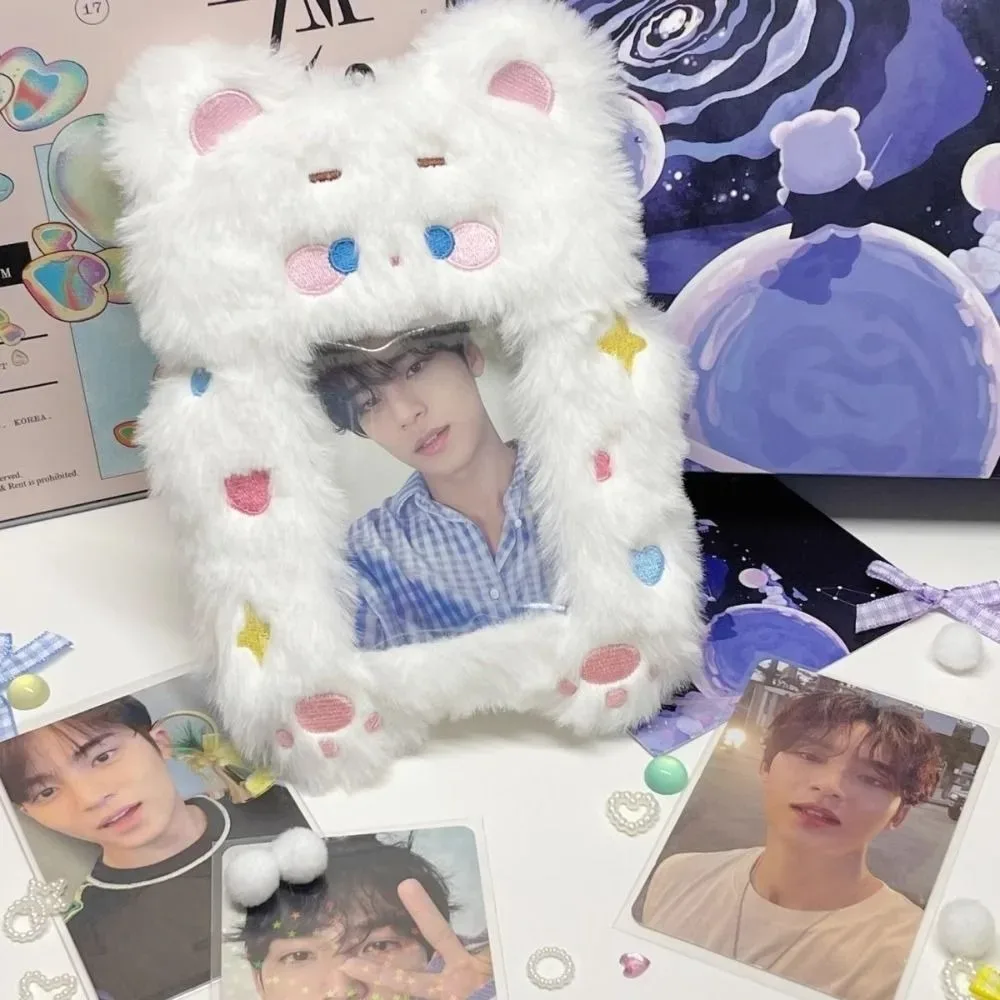 étui à cartes photo en peluche, mignon, dessin animé, lapin, chien, chat, porte-cartes, portable, ins, porte-cartes, étudiants, idole, photos, housse de protection