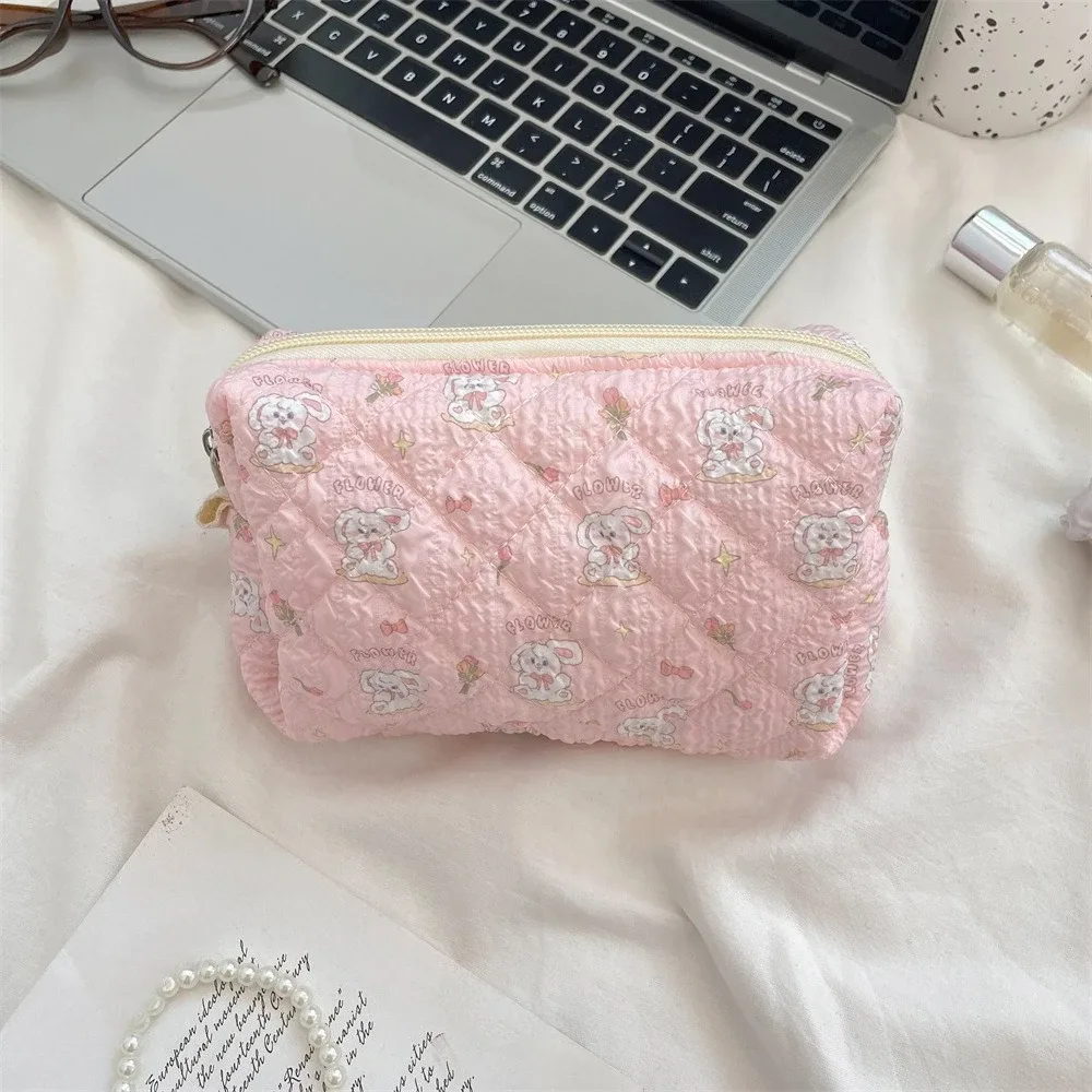 sac de maquillage à fleurs roses pour femmes, mignon, organisateur de voyage, pièces de monnaie cosmétiques, pochette pour filles, sacs à cosmétiques carrés à fermeture éclair de dessin animé mignon