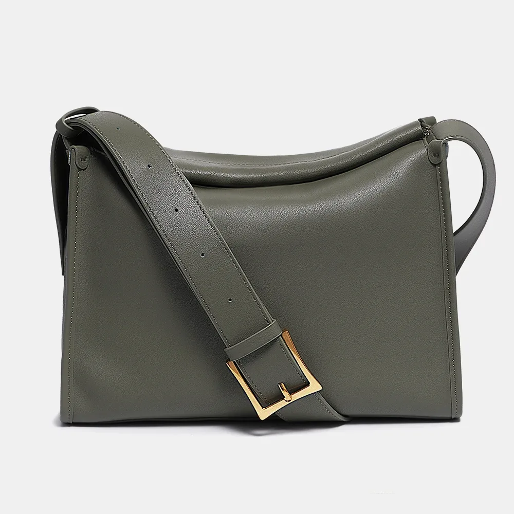 zency sac messager pour femme sac à bandoulière en cuir véritable souple sacoche poches de grande capacité sac à main vert foncé design